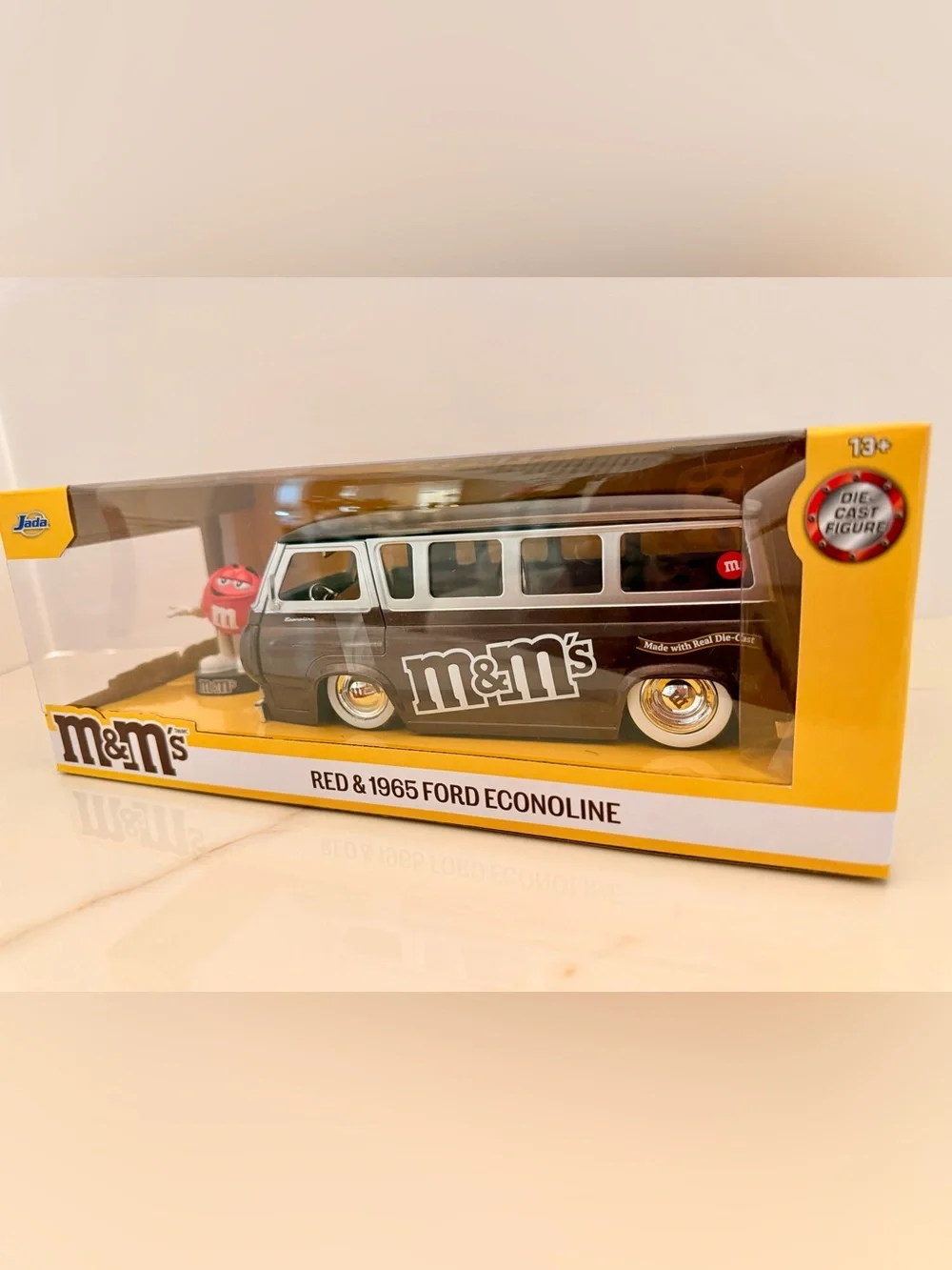 New 2026 JADA 1:24 M&M’s Red & 1965 Ford Econoline Die Cast Figure